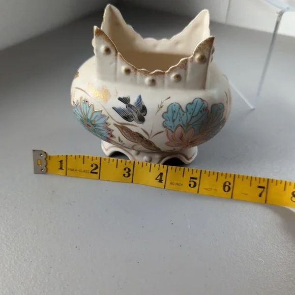 Royal Porcelain‎ Vase Ceramic Antique Hand Painted Floral Bird Gold Gilding Oval